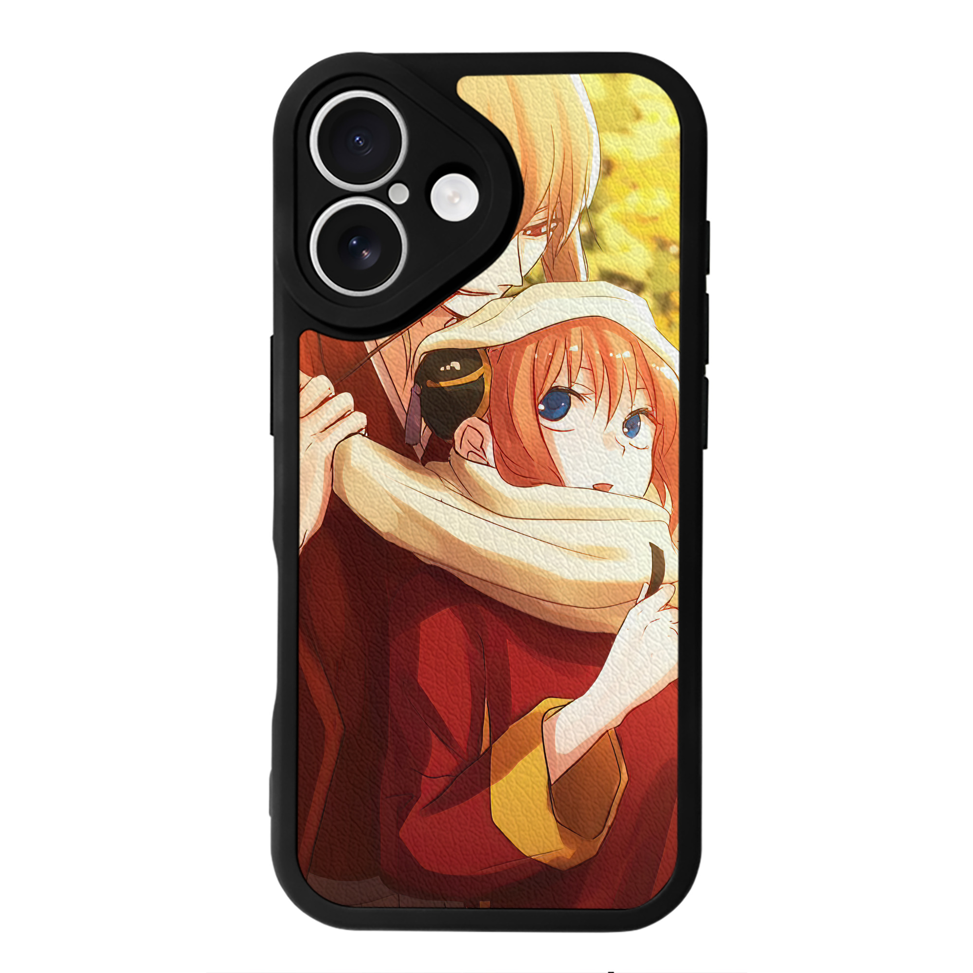 （画像用） ぎんたま 坂田銀時（さかたぎんとき） 神楽 志村新八（しむら しんぱち） GINTAMA Sakata Gintoki Kagura Shimura Shinpachi 【iPhone 16シリーズ対応】シリコンスマホケース（レザー調） 材質：シリコン